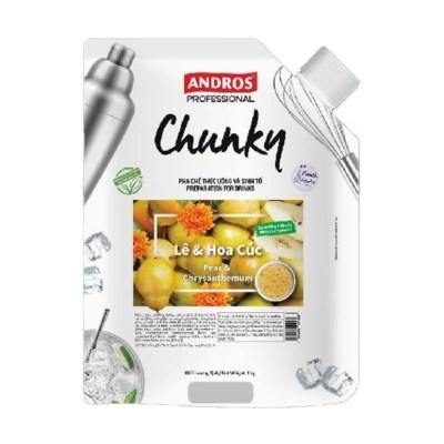 ANDROS PROFESSIONAL MỨT CHUNKY LÊ, HOA CÚC TÚI 1KG/ PEAR & CHRYSANTHEMUM CHUNKY